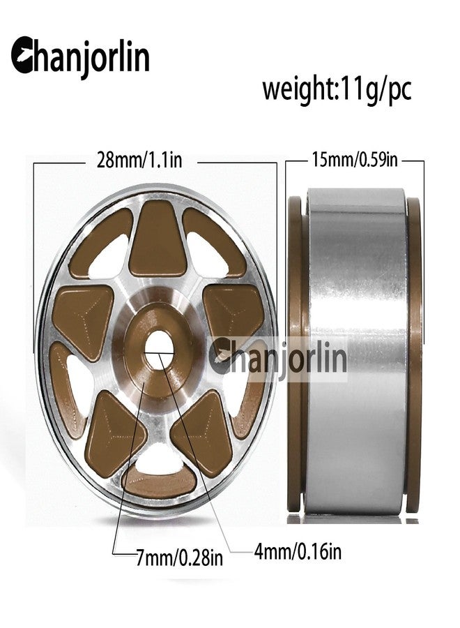 Chanjorlin 1.0 RC Beadlock Wheels Rims 12mm Hex 1/24 1/18 Aluminum Alloy Mud Slingers Hubs for 1:24 1:18 Rock Crawler Car Axial SCX24 FMS AX24 FCX18 FCX24 TRX4M 1.0" Tires 4PCS (Bronze) - Image 2